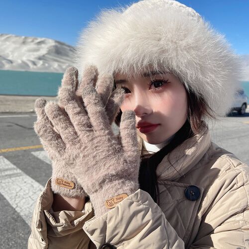 Winter Cycling Gloves for Women Thick Warm Touchscreen Cute