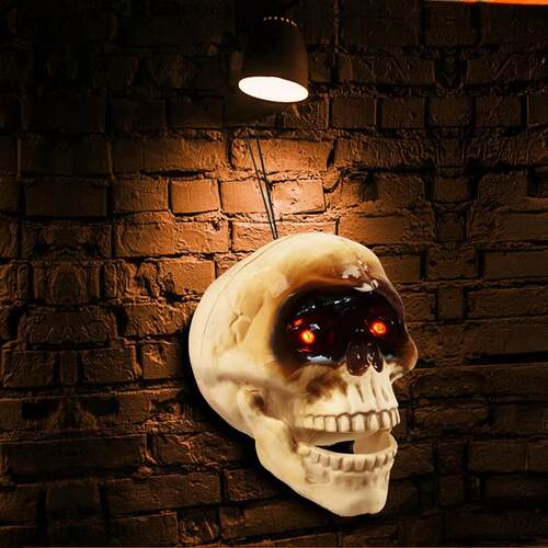 Motion Sensor Animated Skull Head with LED Scream Halloween