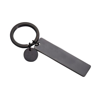 Mirror stainless steel long disc key chain small tag accesso