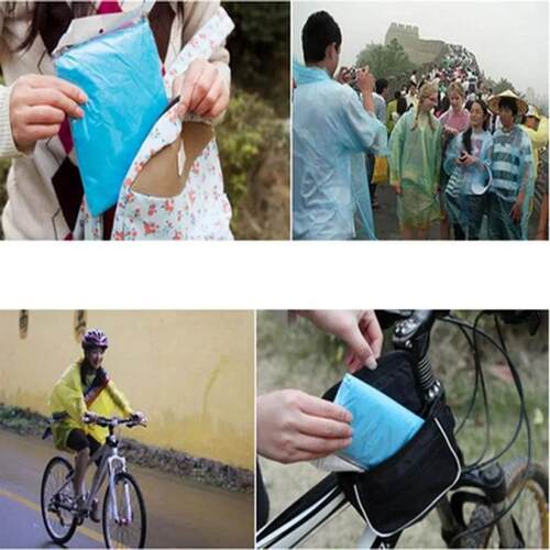5-50pcs Disposable Rain Ponchos Raincoat with Hood Adults Em