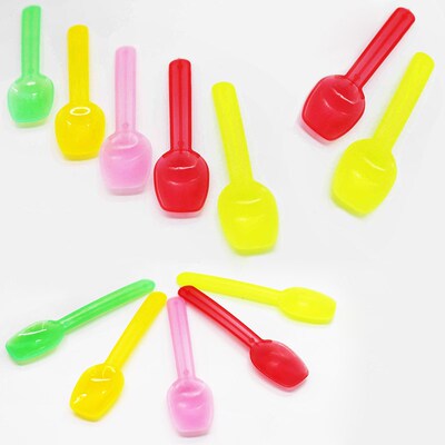 50pcs Plastic Spoons  Disposable Ice Cream Scoop Family Spoo