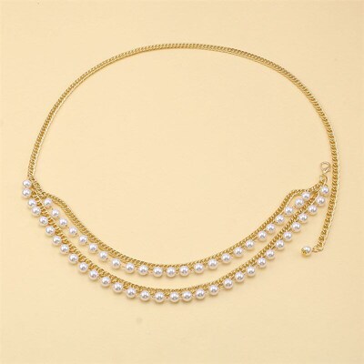 Retro Pearl Waist Chain Multilayer Metal Chain Body Chain Ac