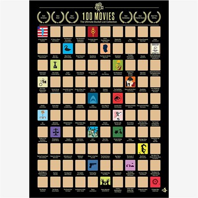 Poster Scratch Off Top 100 Movies  Bucket List Couple Gift