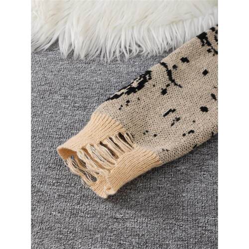 New Popular Sreet Ripped Abstract Starry Sky Pattern Pullove