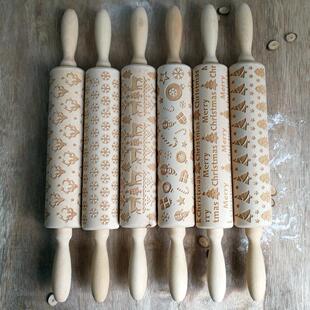 Ornaments Christmas Wooden Rolling Cookie Stick Xmas Taoup