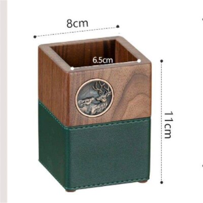 Modern Black Walnut Wood Box Pen Holder for Living Room and