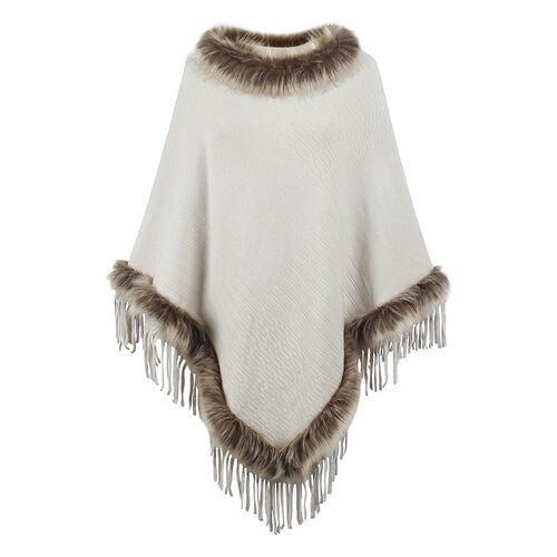 Drizzle Knit Tassel Cape Women 2025 Autumn Winter Solid Colo