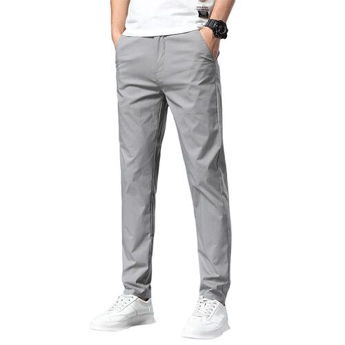 Mens Casual Pants Mens Spring an Summer Thin Ice Silk Quic