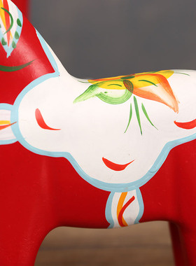 手绘红马摆件瑞典达拉木马红色木质对马家居客厅装饰小摆设工艺品