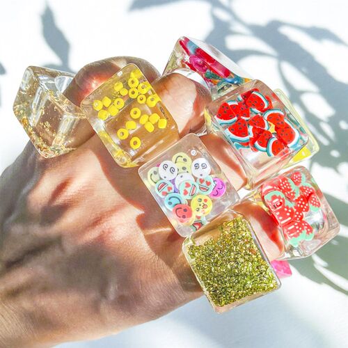 Lost Lady Stylish New Transparent Square Chunky Rings for Wo