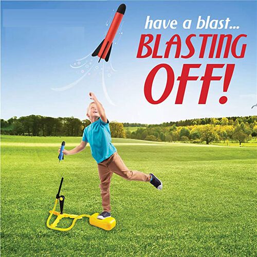 Kid Air Pump Jump Stomp Blower Foam Launch Launcher Rocket M