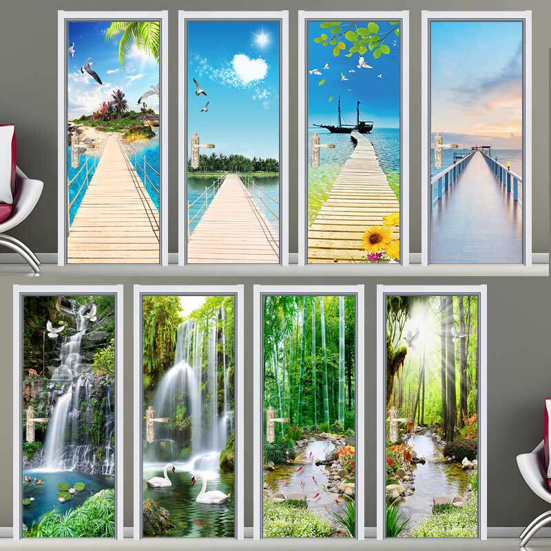 门贴纸整张木门翻新自粘玻璃衣柜房门卫生间风景装饰个性创意改造,家居饰品,软装墙贴,淘宝优惠券,粉丝福利购,淘宝优惠卷