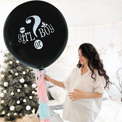 Black Boy Or Girl Gender Reveal Balloons 36inch Latex Balloo
