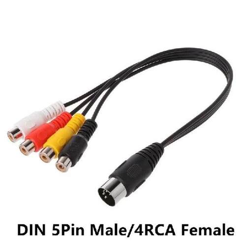 1FT DIN MIDI 5 Pin Male to 4 x RCA Female Cable MIDI DIN 5