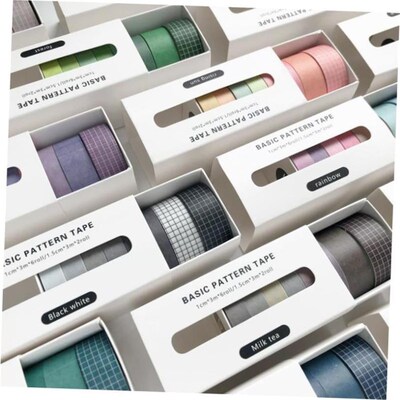 5Rolls/box Solid Color Washi Tape Set Decorative Masking Tap