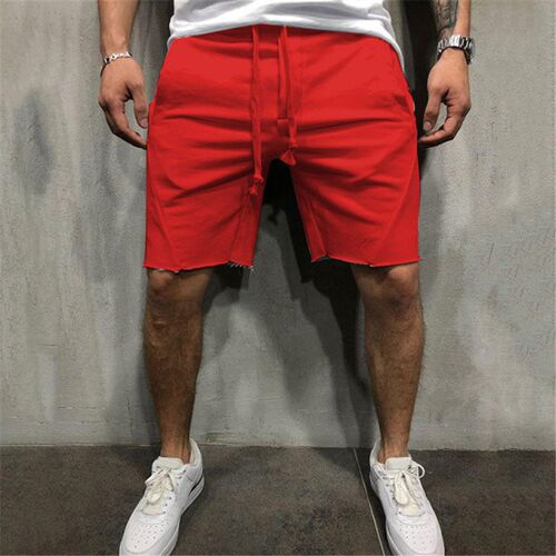 Men Shorts Wild Style Solid Color Ripped Short Pants Jogger