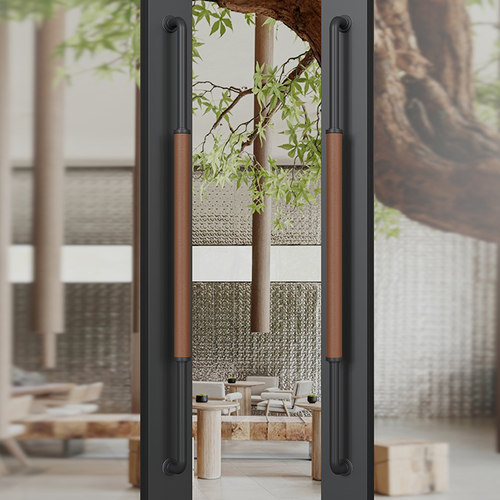 定制不锈钢大门拉手原木玻璃门拉手皮质有框门大拉手金色大门把手