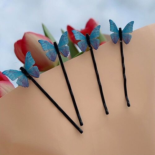 4pcs blue butterfly hairpin dreamy sweet side clip hair acce