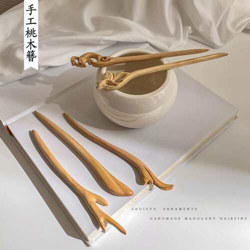 Handmade Peach Wood Hairpin Antique Hairpin Hairpin Womens