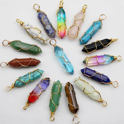 12pcs Natural Stone Rose Quartz Stained Glass Pillar Hexagon