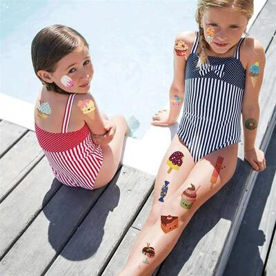 Glitter Ice Cream Temporary Tattoos for Girls - 120 Glitter