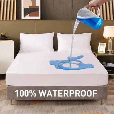 Waterproof Fitted Sheet Bedding ver Bed Cloth Solid Color Ma