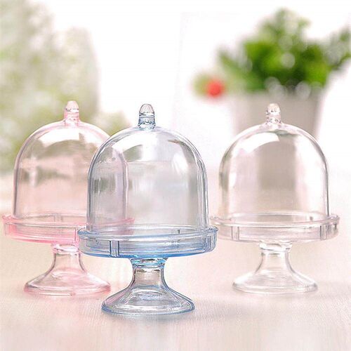 New Transparent Plastic Candy Box Mini Cake Stand Cupcake Bo