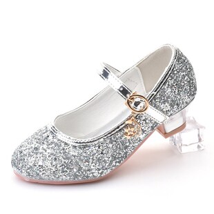 Girls Shoes Children High Heel Glitter Crystal Sandals Fashi