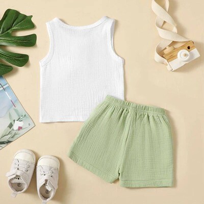 Toddler Baby Boy Summer Clothes Cotton Linen Outfit Sleevele