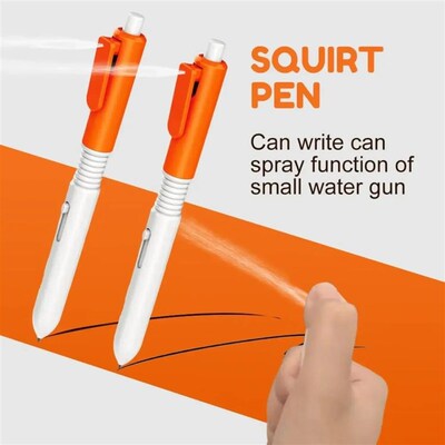 2 in 1 Funny Prank Retractable  Water Spray Pens,Ball Pen wi