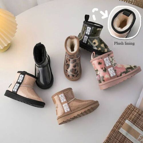 Childrens shoes Girls Fashion Transparent Upper Snow Boots