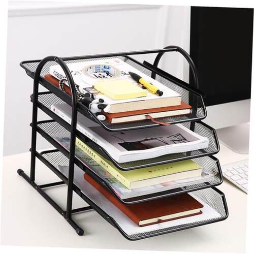 Metal iron mesh threelayer file tray drawer type file rack