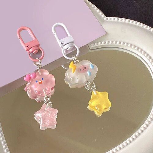 Cute Cartoon Cloud Star Keychain Pentagram Key Chain For Gir