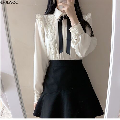 Ruffled Autumn Spring Basic Office Lady Work Wear Women Sing
