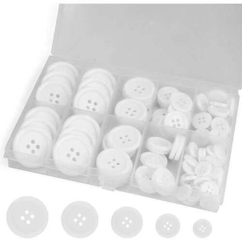 100 resin sewing buttons 4 holes 5 sizes black round mixed