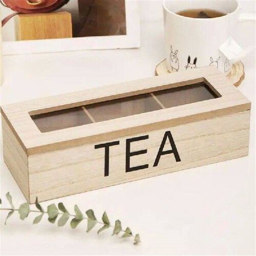 Tea Bag Storage Box Tabletop Wooden Holder Vintage Design