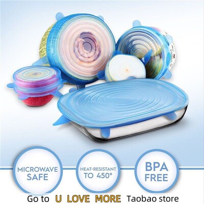 12pcs/6pcs Reusable Silicone Food Cover Stretch Lids Univers