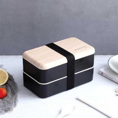 Microwave Double Layer Lunch Box Wooden Bento Box Portable