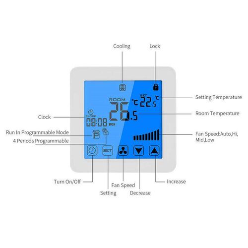 Temperature Controller LCD Touch Screen Thermostat Weekly Pr