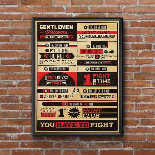 Retro Movie Posters Film Fight Club Kraft Paper Prints Rules
