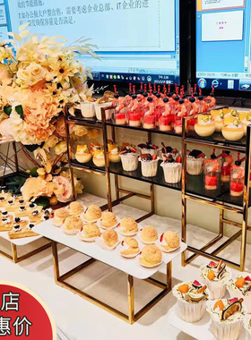 金色甜品台不锈钢展示架蛋糕点心架冷餐会自助餐摆盘茶歇摆台摆件