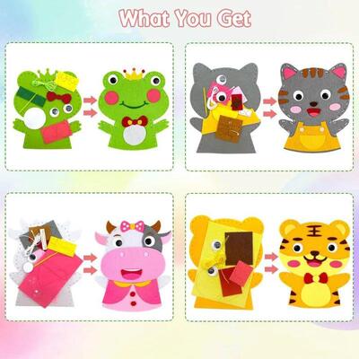 Sewing Animal Hand Puppet Crafts Kit for Kids DIY Cartoon Li