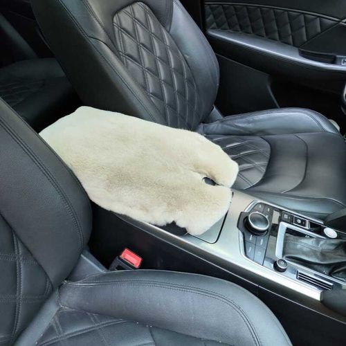 高端汽车扶手箱垫车用中央毛绒保暖加厚獭兔皮整张皮毛一体通用