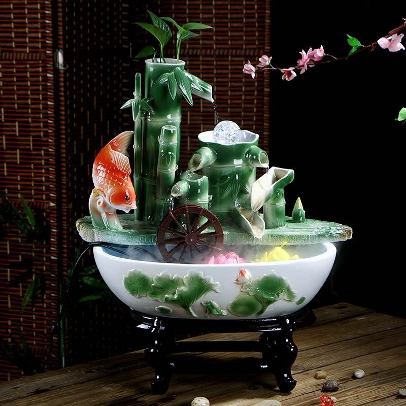 陶瓷流水创意摆件加湿器客厅办公室卧室招财桌面循环流水鱼缸装饰,家居饰品,流水摆件,淘宝优惠券,粉丝福利购,淘宝优惠卷