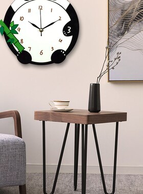 装饰钟表家用卧室卡通时钟儿童房客厅挂钟创意静音可爱熊猫挂表