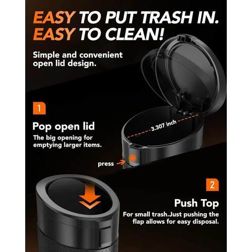 Car Trash Can (with Lid) Auto Dust Organizer with Garbage Ba