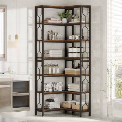 Tribesigns Corner Shelf, 7-Tier Industrial Corner Bookshelf,