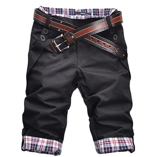Casual Shorts Pants Men Plus Size Summer Short Plaid Patchwo