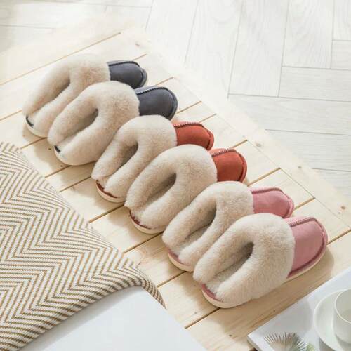 Velvet cotton slippers for autumn and winter home, couples