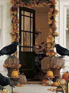 1pc Halloween Black Crow Model Simulation Fake Bird Animal S